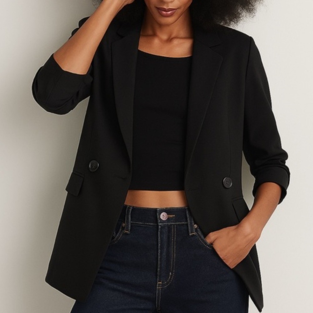 NWT! Madewell Caldwell Blazer Black Double Breasted Two Button / Size XS